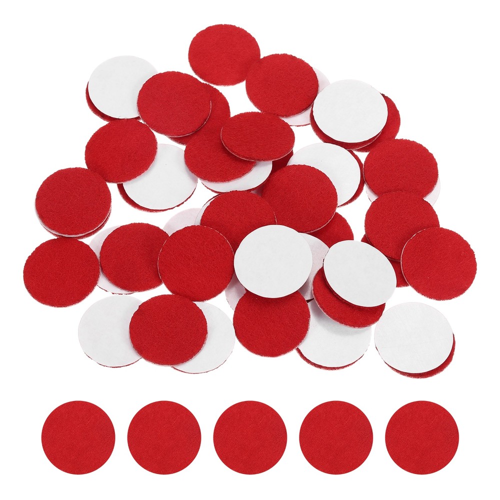 50Pcs Adhesive Felt Circles 3/4″ Round Non-Woven Felt Stickers Red