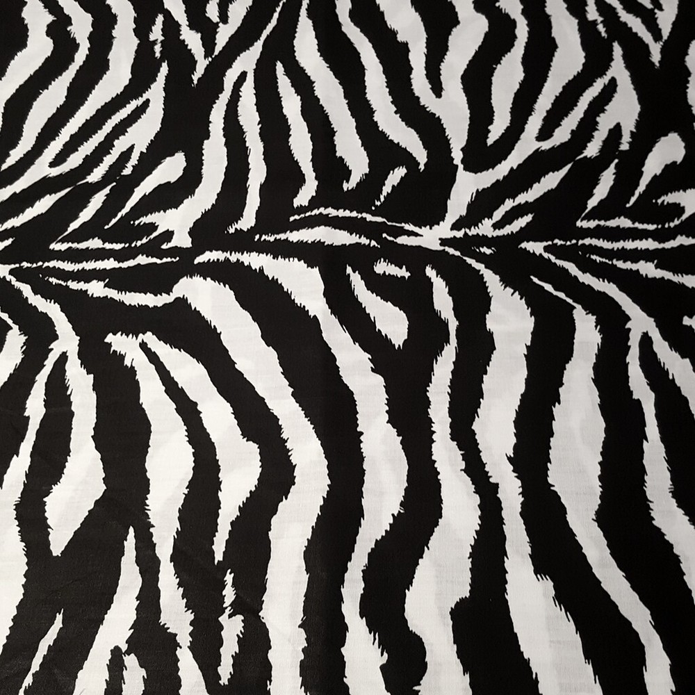 ZEBRA STRIPE PRINT POLY COTTON FABRIC 60″ BY THE YARD BLACK WHITE TIGER STRIPE