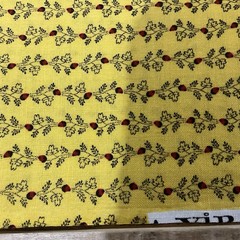Cranston VIP Cotton Fabric 1 Yard Deep Yellow with Red Flower, Black Leaves