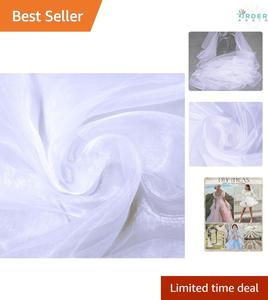 White Organza Fabric 5Yards Sheer Tulle for Weddings Events Crafts Decor