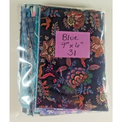 Blue Fabric Quilting, Crafts, Sewing Cotton & Cotton Blend 9″ x 6″ Lot of 31