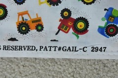 By 1/2 Yd, Colorful Tractors on White Cotton, Timeless Treasures of SoHo, P7228