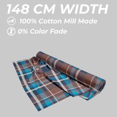 Premium Brown Checkered Shirt 100% Cotton Men’s Casual Formal Wear 145cm Fabric