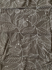 2004 IKEA Maria Astrom Gray Brown White Leaves Upholster Fabric 2 Yards x 58″