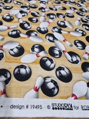 Sports Life Design #19495 Bowling 🎳 Fabric Unused Piece For Sewing Or Crafting