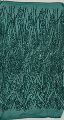 Willow TEAL GREEN Sequins on Stretch Mesh Lace Fabric by the Yard