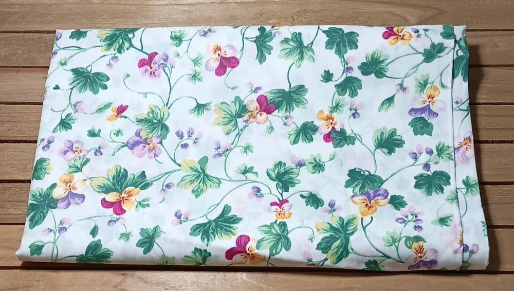 Pansies Hand Made Curtain Panel or Sewing Fabric 44″ x 50″ Unfinished