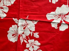 Cotton Fabric Floral Flowers 70” X 43” Red White Printed In France