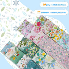40Pcs Jelly Roll Fabric Precut Strips for Quilting 2.5×39 Inch(6.5x100cm) Cotton
