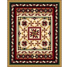 Wilmington Prints – Crimson Blooms – Repeating Border Stripe – Multi, Fabric BTY