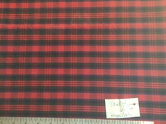 Vintage Red Green Blue Plaid Shirting Rayon Blend Fabric 1.625 Yards