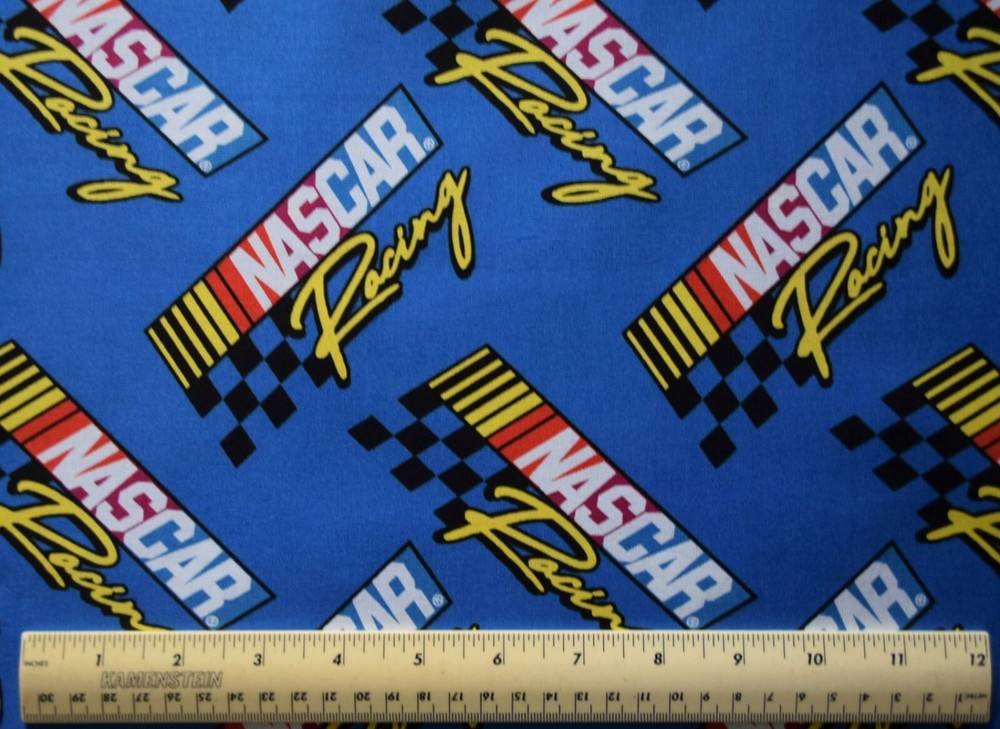 Camelot Fabrics Nascar Racing on Blue sport race cars track 1/4 yd 100% cotton