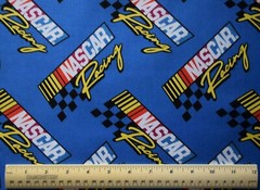 Camelot Fabrics Nascar Racing on Blue sport race cars track 1/4 yd 100% cotton