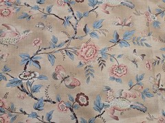 Michael S Smith Jasper Textiles Wallace Vine Brown Linen Fabric 2Yds Bird Floral