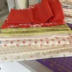 Quilt Fabric Moda Fig Tree Christmas Figs Neutrals 8 Fat Quarters Lot