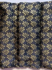 JACQUARD BROCADE FABRIC-saree SARI blouse piece-BLACK Golden 36″X29″-leaves