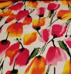Spring is Sprung! Beautiful Watercolor Tulips Print on Cotton Stretch Shirting!
