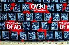 BTY*THE WALKING DEAD FACES*BLACK/WHITE/RED FACE MASKS 100% COTTON FLANNEL FABRIC