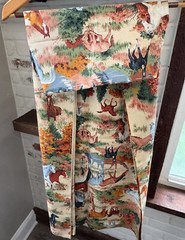 Equestrian Fabric Panel Scrap 80L X 45W Country Meadow River Wild Horses & Foal