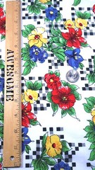 Red Blue Yellow Check Flower Floral Vintage Cotton Craft Doll Quilt Fabric Lot