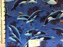 Cranston Orca Killer Whale Dolphin Cotton Fabric By the Yard
