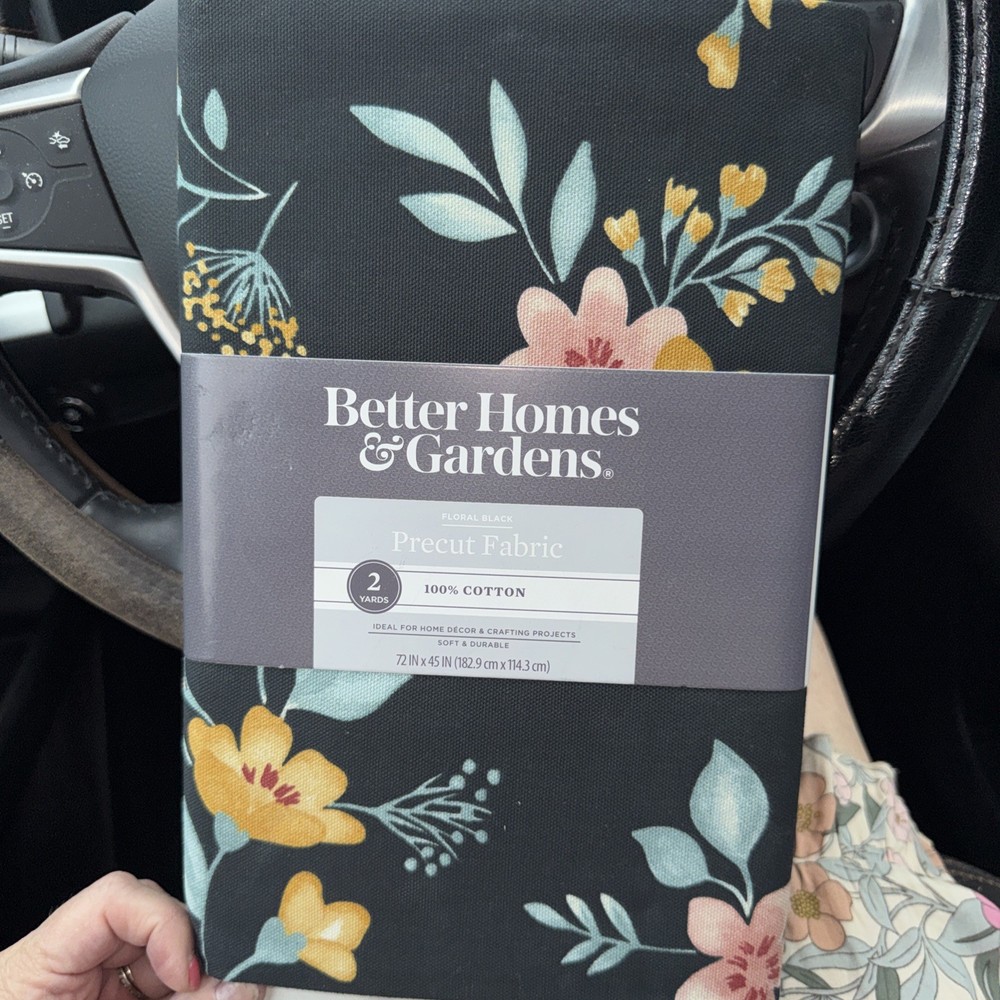 Better Homes And Gardens Precut Fabric 2 Yards Floral Black
