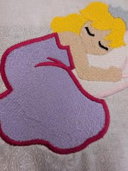 Embroidered Quilt Block Lot Assorted Squares Princess Theme White Pink