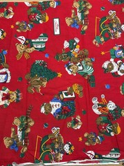 Cranston Print Works Co BEARY MERRY Christmas Fabric 3.25 Yards Vintage RARE