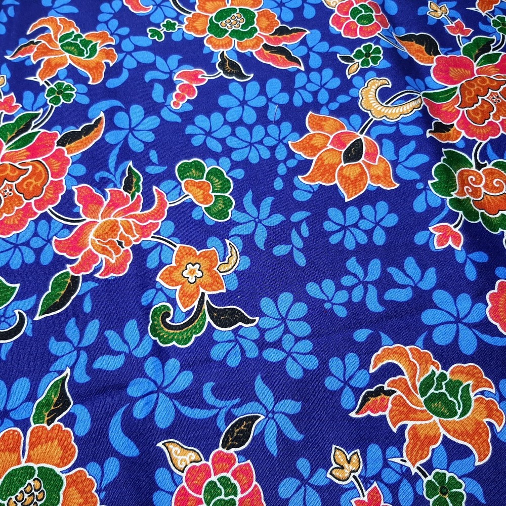 Emchit Fabric Thai Cotton Blue Floral Print Skirt Cotton Craft Quilt 62″ x 40″