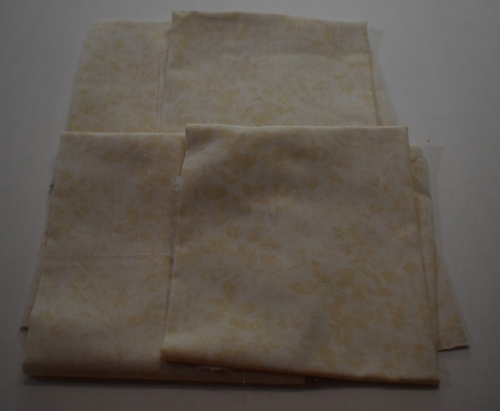 4 piece FQ fabric lot CREAM TAN LEAF FLORAL low volume blender background calico