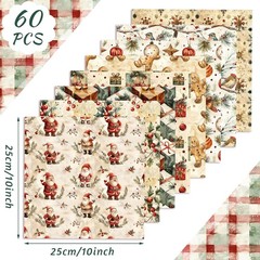 60 Pcs 10 x 10 Inch Vintage Christmas Quilting Fabric Christmas Fat Squares