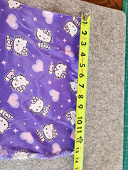 Sanrio Hello Kitty Purple Charmeuse fabric 1.9yd Vintage with pink & white NOS