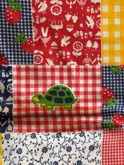 Vintage Fabric Faux Patchwork Cheater Cloth Multi Colored Approximately 44”x56”