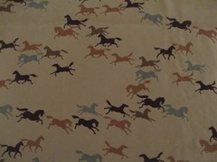 Synthetic Fabric Remnant Piece Poly Suede Wild Running Horse on Tan