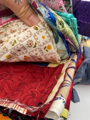Lot of quilt scrap craft 9 bundles of cotton fabric Flowers Deer poka dot