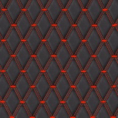 63″ Quilted PU Leather Fabric Diamond Red Stitch Car Upholstery Material DIY