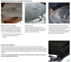 Suede Headliner Fabric 1/8″ Thick Foam Upholstery Roof Liner Replacement 60″ (W)