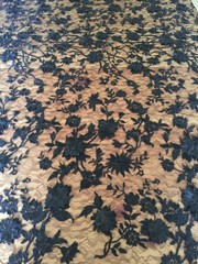 Nina BLACK Polyester 3D Floral Embroidery on Mesh Lace Fabric by the Yard – 100
