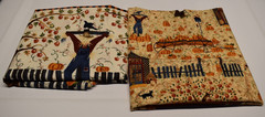 1 YARD EACH fabric lot AUTUMN pumpkin apple SCARECROW BORDER PRINT carol endres
