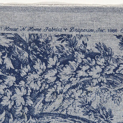 VTG 1986 Blue Grey Toile Drapery Fabric House Party House N Home Remnant 16Lx43W