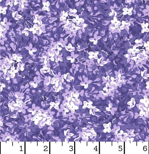 Cotton Lilac Lane Flowers Purple Floral Packed Fabric Print by Yard D134.16