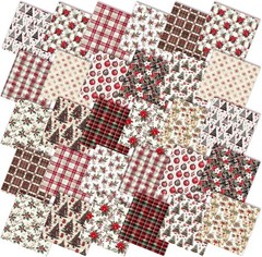 60 Pcs 10 x 10 Inch Vintage Christmas Quilting Fabric Christmas Fat Squares