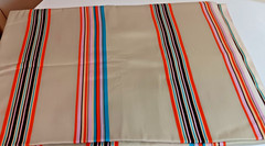Vtg NEW Fabric Home Décor Satin Sheen Cotton, Champaigne, with Multi-Color Bands