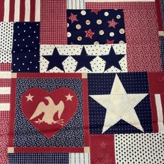 1993 Patriotic Old Glory Flag Stars Stripes Hearts Eagles Cotton Fabric BTY #28