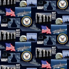 Cotton United States of America Navy Military USA Cotton Fabric Print D562.06