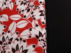 Red, Black, White, Abstract Floral Cotton Stretch Sateen – WHOLE LAST PIECE!