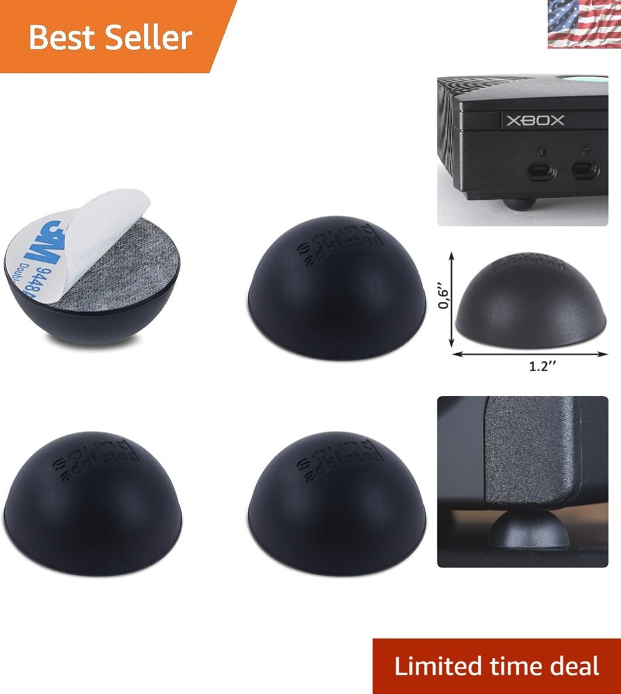 4-Piece Black Silicone Isolation Feet for Amplifiers with Easy Adhesive Install