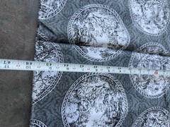 Toile Medallion Fabric 45×39 Black Gray Green French Country Lightweight Cotton