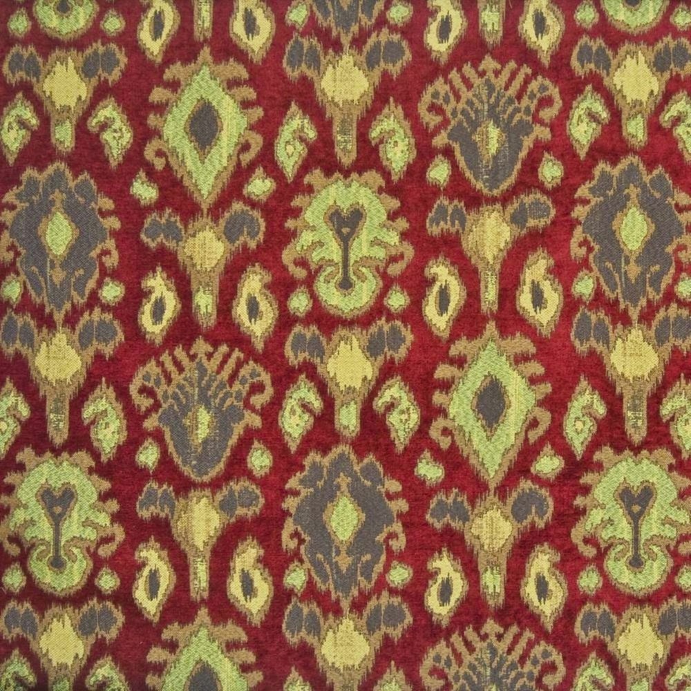 Woven IKAT Chenille RUBY Home Decor Upholstery Cushion Pillow Sewing Fabric BTY