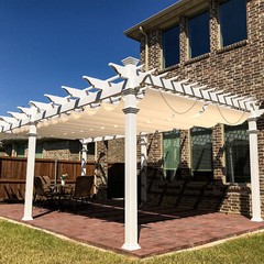 Waterproof Retractable Pergola Replacement Shade Cover Wave Sail Awning-Beige